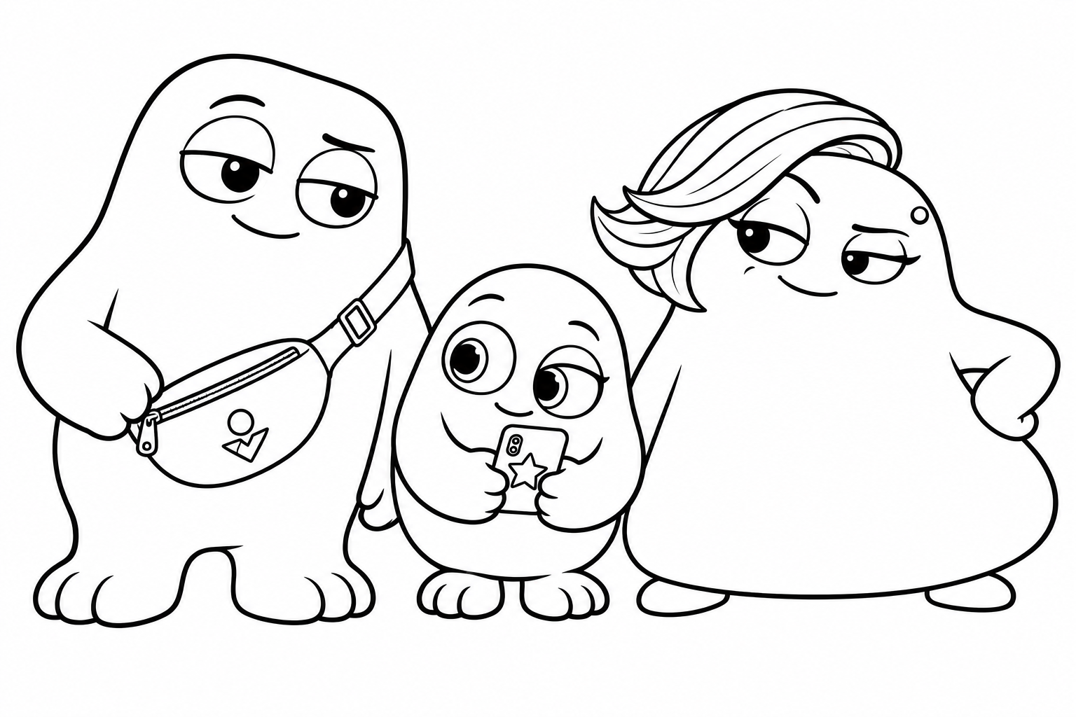 Outlines of Pix, Oz and Zsa to color